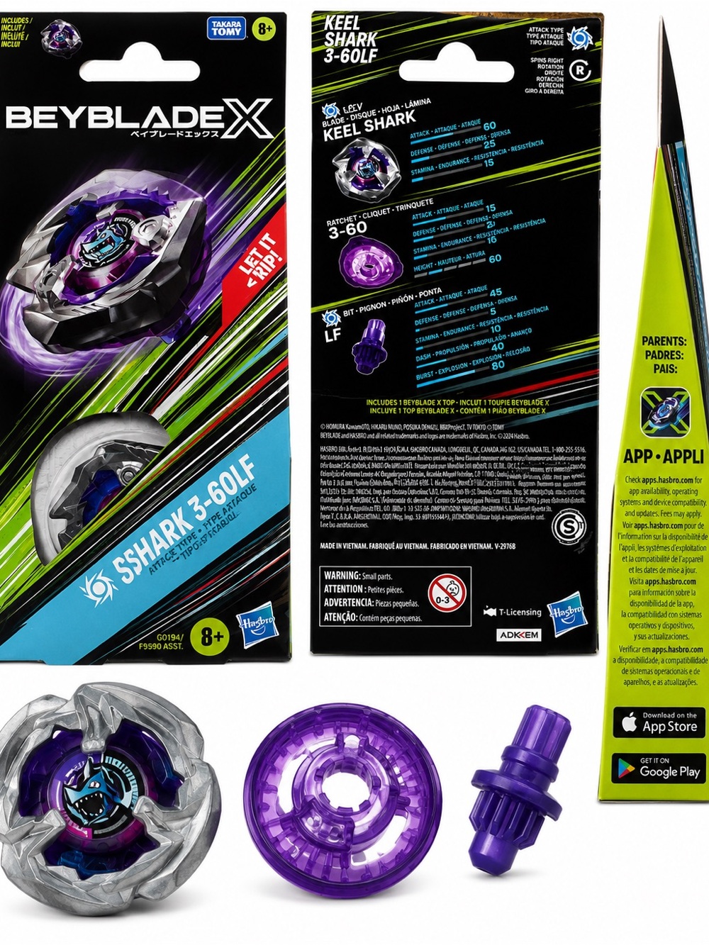 Beyblade X Keel Shark 3-60LF Kids Toy - Purple & Silver